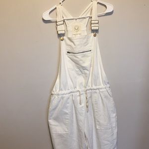 White cotton full-length overalls